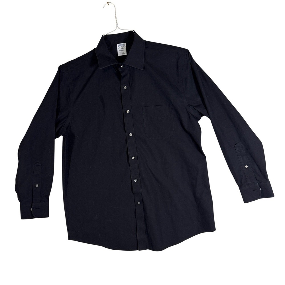 Brooks Brothers 1818 Mens Regular Fit Non-Iron Black Dress Shirt 16 32/33 Cotton
